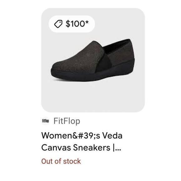 Fit Flop Veda Me3talloc Gray Black Slip On Sneaker Size 10 NEW NWT Style HR9-001 - Picture 2 of 9